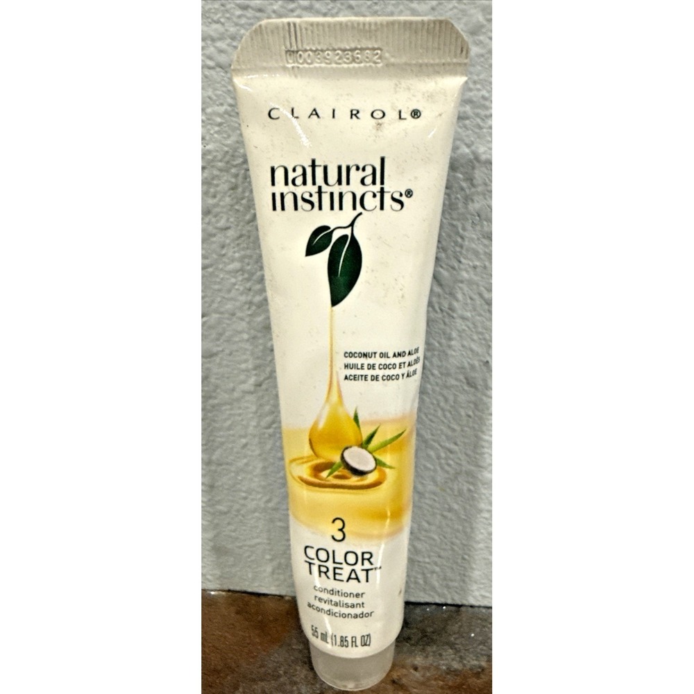 New Clairol Natural Instincts Color Treat Conditioner 3 Coconut Oil Aloe 1.85oz